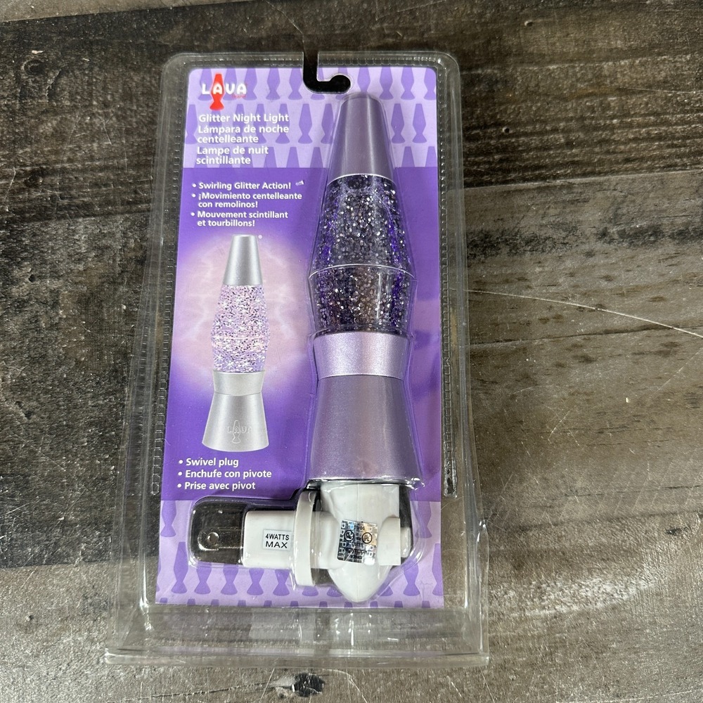 LAVA Glitter Lava Lamp 6" Plug In Wall Night Light On Off Switch Pastel Purple